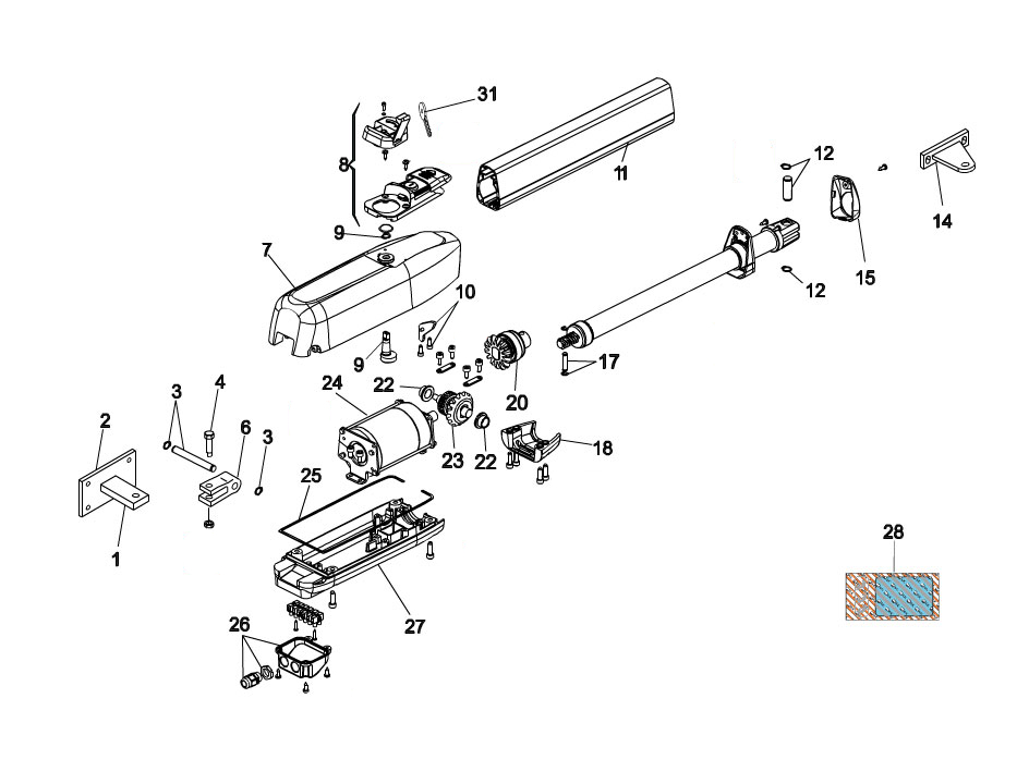 FAAC 415-24V Swing Gate Operator Parts Diagram