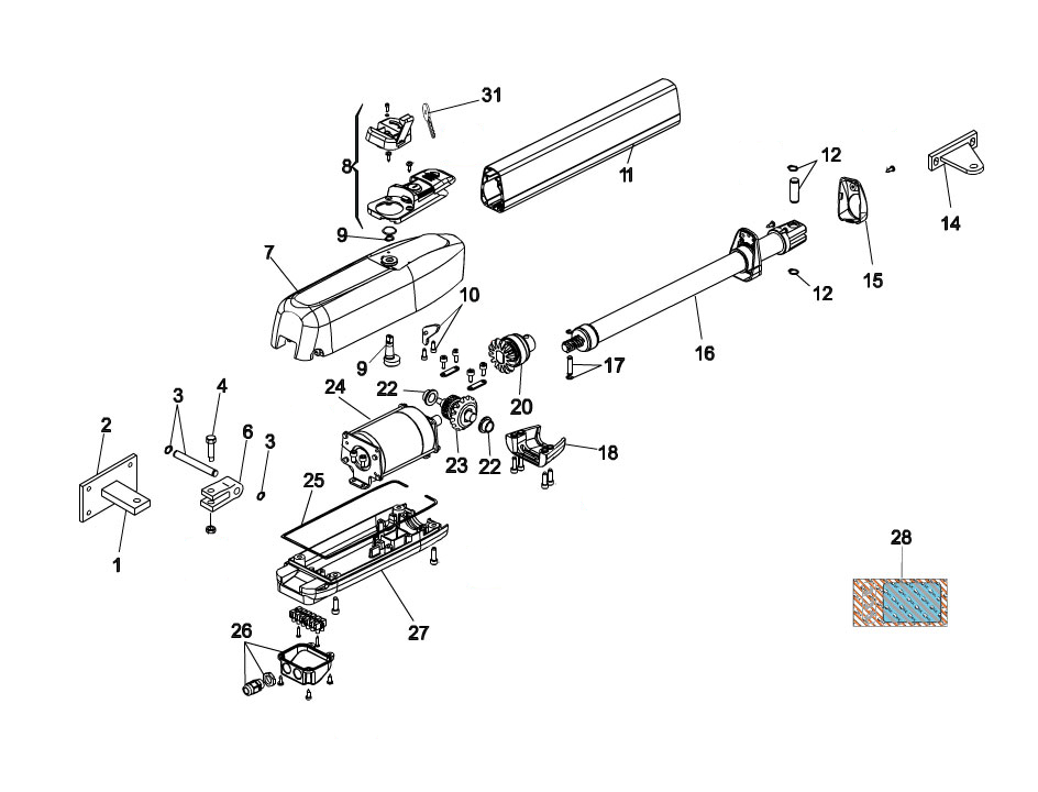 FAAC 415-L 24V Swing Gate Operator Parts Diagram