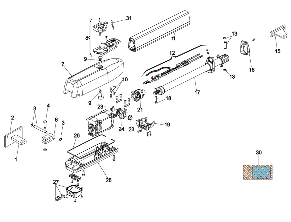 FAAC 415-L LS Swing Gate Operator Parts Diagram